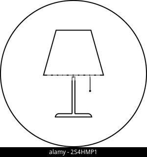 Table lamp Night lamp Clasic lamp icon in circle round outline black color vector illustration flat style simple image Stock Vector