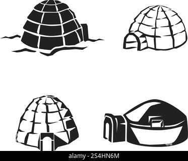 Igloo icon set. Simple set of igloo vector icons for web design on white background. Igloo icon set, simple style Stock Vector