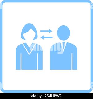 Corporate Interaction Icon. Blue Frame Design. Vector Illustration. Stock Vector