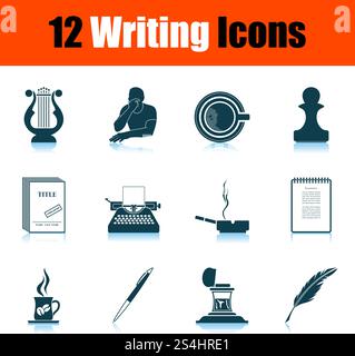 Writing Icon Set. Shadow Reflection Design. Vector Illustration. Stock Vector