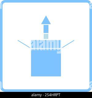 Product Release Icon. Blue Frame Design. Vector Illustration. Stock Vector