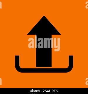 Upload Icon. Black on Orange Background. Vector Illustration. Stock Vector