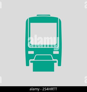 Monorail Icon Front View. Green on Gray Background. Vector Illustration. Stock Vector