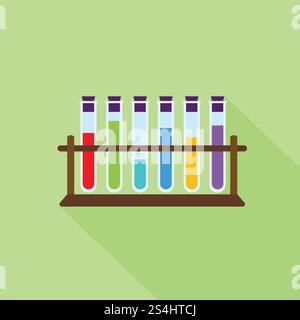 Test tubes on stand icon. Flat illustration of test tubes on stand vector icon for web design. Test tubes on stand icon, flat style Stock Vector