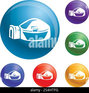 Big igloo icons set vector 6 color isolated on white background. Big igloo icons set vector Stock Vector