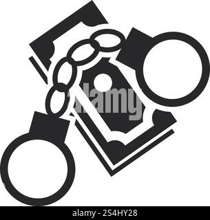 Bribery money handcuffs icon. Simple illustration of bribery money handcuffs vector icon for web design isolated on white background. Bribery money handcuffs icon, simple style Stock Vector