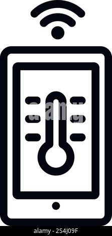 House temperature smart control icon. Outline house temperature smart control vector icon for web design isolated on white background. House temperature smart control icon, outline style Stock Vector