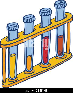 Teste tube stand icon. Hand drawn illustration of teste tube stand vector icon for web design. Teste tube stand icon, hand drawn style Stock Vector