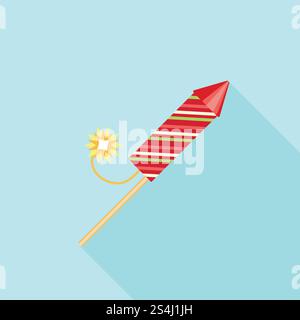 Festive rocket icon. Flat illustration of festive rocket vector icon for web design. Festive rocket icon, flat style Stock Vector