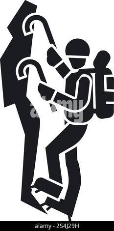 Man climbing mountain icon. Simple illustration of man climbing mountain vector icon for web design isolated on white background. Man climbing mountain icon, simple style Stock Vector