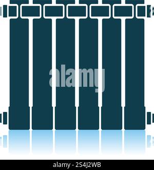 Icon Of Radiator. Shadow Reflection Design. Vector Illustration. Stock Vector