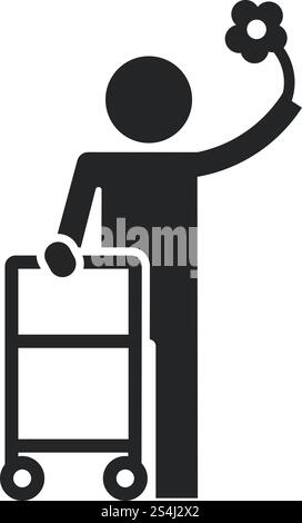Man walker icon. Simple illustration of man walker vector icon for web design isolated on white background. Man walker icon, simple style Stock Vector