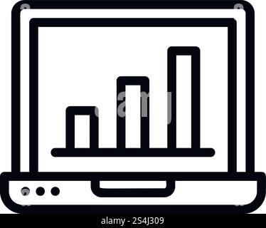 Finance laptop icon. Outline finance laptop vector icon for web design isolated on white background. Finance laptop icon, outline style Stock Vector