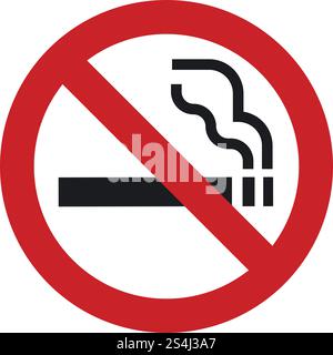 No smoking red icon. Simple illustration of no smoking red vector icon for web design isolated on white background. No smoking red icon, simple style Stock Vector