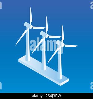 Wind power plant icon. Isometric of wind power plant vector icon for web design isolated. Wind power plant icon, isometric style Stock Vector