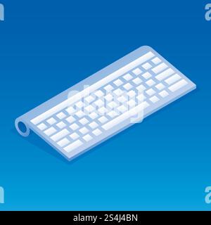 Wireless keyboard icon. Isometric of wireless keyboard vector icon for web design isolated. Wireless keyboard icon, isometric style Stock Vector