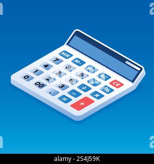 Office calculator icon. Isometric of office calculator vector icon for web design isolated. Office calculator icon, isometric style Stock Vector