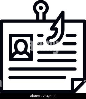 Personal data phishing icon. Outline personal data phishing vector icon for web design isolated on white background. Personal data phishing icon, outline style Stock Vector