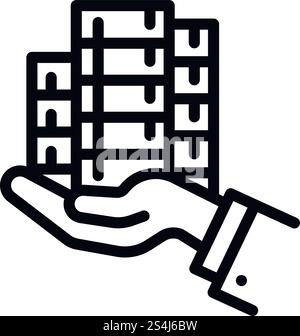 Bribery money give icon. Outline bribery money give vector icon for web design isolated on white background. Bribery money give icon, outline style Stock Vector