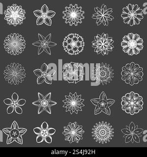New flower icon set. Simple set of new flower vector icons for web design isolated on gray background. Flower icon set, simple style Stock Vector