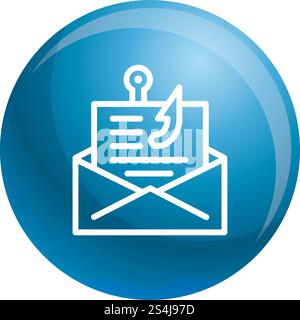 Email phishing icon. Outline email phishing vector icon for web design isolated on white background. Email phishing icon, outline style Stock Vector