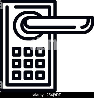Smart door lock icon. Outline smart door lock vector icon for web design isolated on white background. Smart door lock icon, outline style Stock Vector