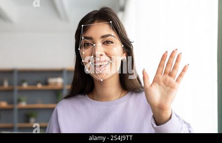 Modern technology enhances facial identification and recognition for security Stock Photo