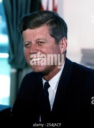 John F. Kennedy, John Fitzgerald Kennedy (May 29, 1917 – November 22, 1963), JFK, 35th president of the United States, from 1961 until his assassination in 1963. Stock Photo