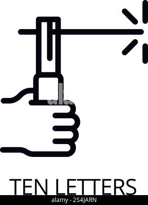 Welder ten letters icon. Outline welder ten letters vector icon for web design isolated on white background. Welder ten letters icon, outline style Stock Vector