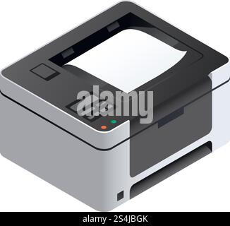 Printer icon. Isometric of printer vector icon for web design isolated on white background. Printer icon, isometric style Stock Vector