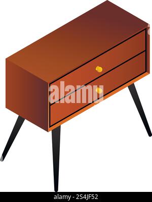 Vintage night stand icon. Isometric of vintage night stand vector icon for web design isolated on white background. Vintage night stand icon, isometric style Stock Vector