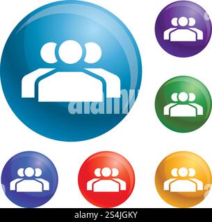 People group icons set vector 6 color isolated on white background. People group icons set vector Stock Vector