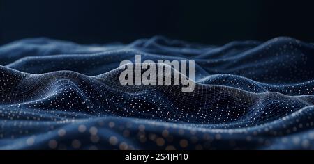 Digital technology network abstract blue background. Structure of a digital data. Connection, communication, innovation. Stock Photo