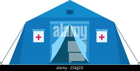 Field hospital icon. Flat illustration of field hospital vector icon for web design. Field hospital icon, flat style Stock Vector