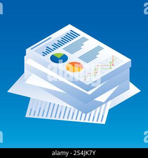 Finance graph paper icon. Isometric of finance graph paper vector icon for web design isolated. Finance graph paper icon, isometric style Stock Vector