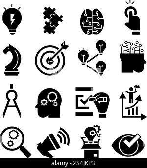 Solution icon set. Simple set of solution vector icons for web design on white background. Solution icon set, simple style Stock Vector