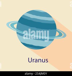 Uranus planet icon. Flat illustration of uranus planet vector icon isolated on white background. Uranus planet icon, flat style Stock Vector