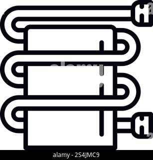 Bathroom heater pipe icon. Outline bathroom heater pipe vector icon for web design isolated on white background. Bathroom heater pipe icon, outline style Stock Vector