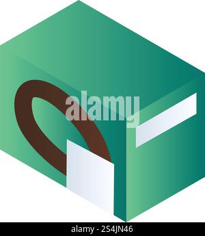 Green biscuit package icon. Isometric of green biscuit package vector icon for web design isolated on white background. Green biscuit package icon, isometric style Stock Vector