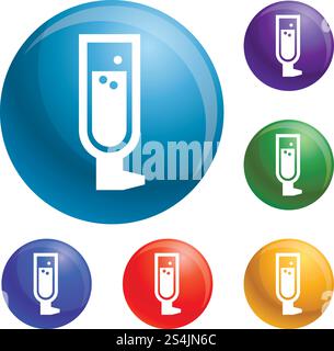 Man insulin spray icons set vector 6 color isolated on white background. Man insulin spray icons set vector Stock Vector