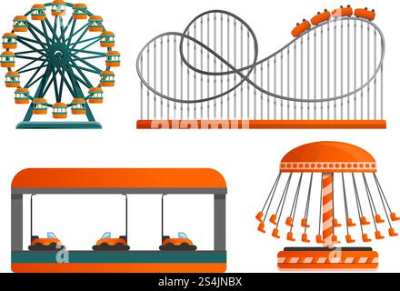 Carousel icon set. Cartoon set of carousel vector icons for web design. Carousel icon set, cartoon style Stock Vector