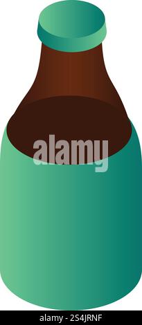 Bottle of kvass icon. Isometric of bottle of kvass vector icon for web design isolated on white background. Bottle of kvass icon, isometric style Stock Vector