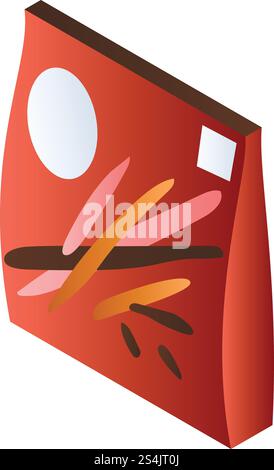 Red pack biscuit stick icon. Isometric of red pack biscuit stick vector icon for web design isolated on white background. Red pack biscuit stick icon, isometric style Stock Vector