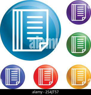 File folder icons set vector 6 color isolated on white background. File folder icons set vector Stock Vector