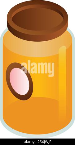 Clover honey jar icon. Isometric of clover honey jar vector icon for web design isolated on white background. Clover honey jar icon, isometric style Stock Vector