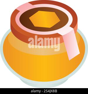 Wildflower honey jar icon. Isometric of wildflower honey jar vector icon for web design isolated on white background. Wildflower honey jar icon, isometric style Stock Vector