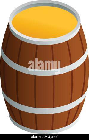 Honey wood barrel icon. Isometric of honey wood barrel vector icon for web design isolated on white background. Honey wood barrel icon, isometric style Stock Vector