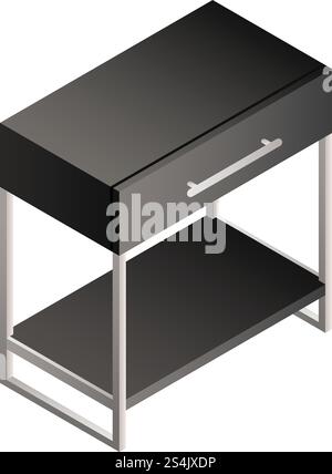 Modern nightstand icon. Isometric of modern nightstand vector icon for web design isolated on white background. Modern nightstand icon, isometric style Stock Vector