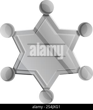 Silver sheriff star icon. Cartoon of silver sheriff star vector icon for web design isolated on white background. Silver sheriff star icon, cartoon style Stock Vector