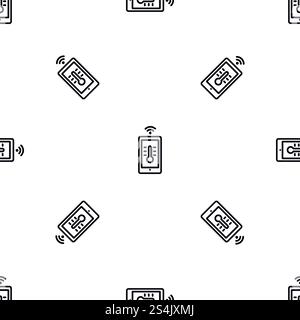 House temperature smart control pattern seamless vector repeat for any web design. House temperature smart control pattern seamless vector Stock Vector